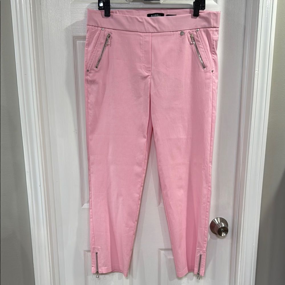 ROBELL NENA 09 ANKLE GRAZER ZIP DETAIL TROUSER. PINK